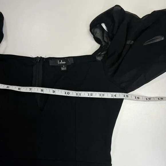 Lulu’s Oh The Drama Black Balloon Sleeve V-Neck Maxi Dress in Black Size Small - Picture 8 of 14